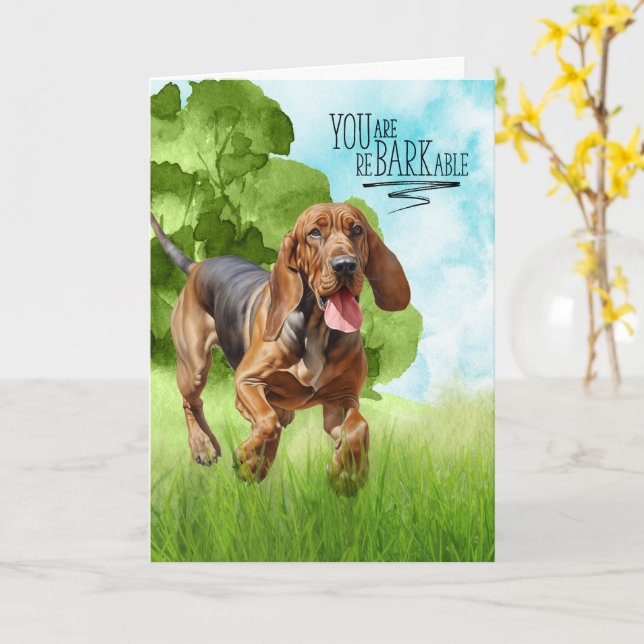 Carte Félicitations reBARKable Chien de Saint-Hubert (Fleur jaune)