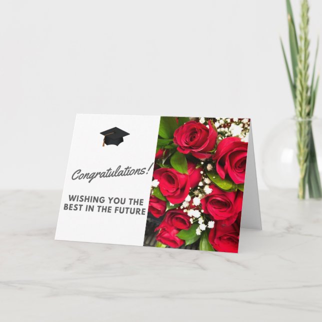 Carte Félicitations Roses de diplômes (Devant)