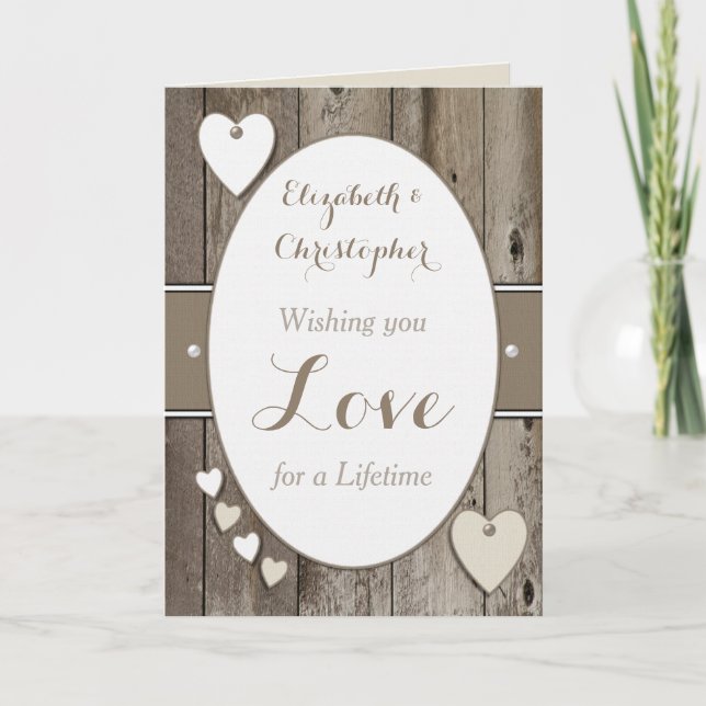 Carte Félicitations Rustic Wedding Day white (Devant)