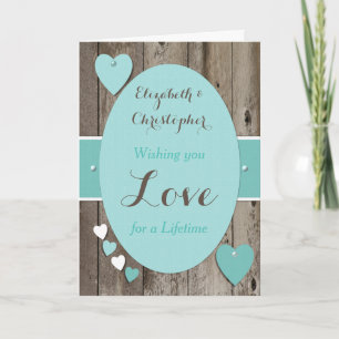 Carte Félicitations Rustique Jour de mariage turquoise