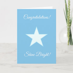 Carte Félicitations Shine Bright Star sur fond bleu clai