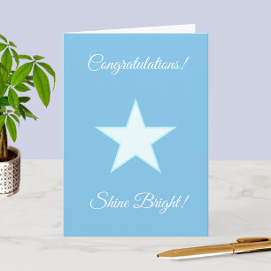 Carte Félicitations Shine Bright Star sur fond bleu clai
