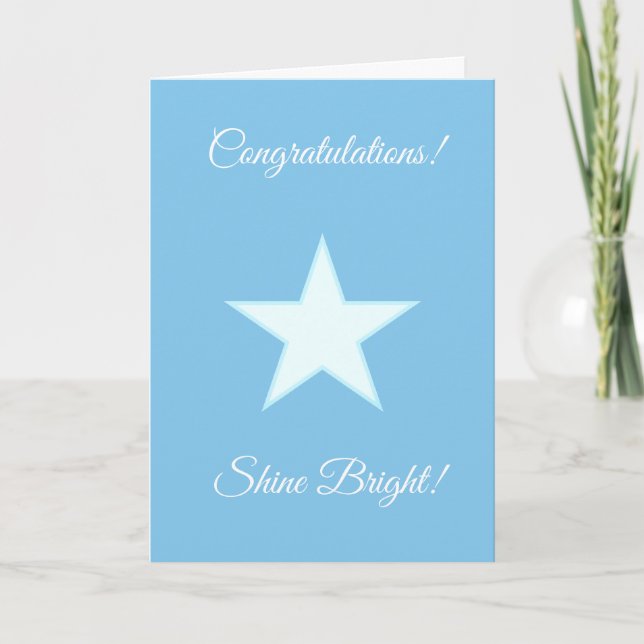 Carte Félicitations Shine Bright Star sur Light Blue (Devant)