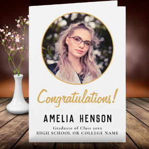 Carte Félicitations Simple Graduate Photo Graduation