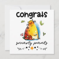 Félicitations Smarty Pants Drôle Drôle Cat Cartoon