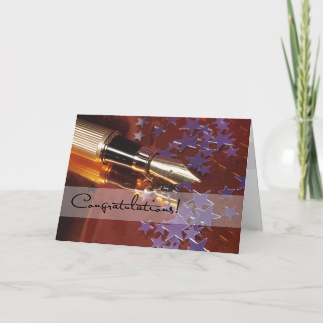 Carte Félicitations Stylo et étoiles (Devant)