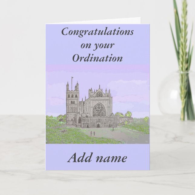Carte Félicitations sur Ordination ajouter nom Cathédral (Devant)