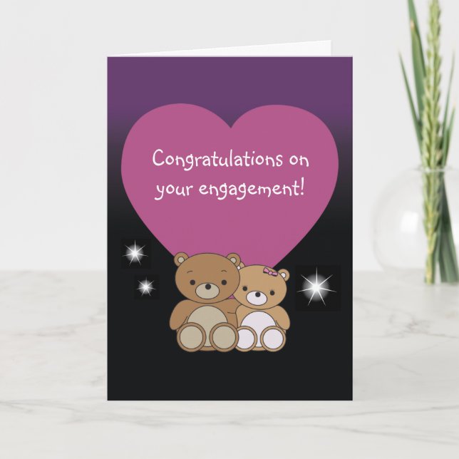 Carte Félicitations sur vos ours de coeur de fiançailles (Devant)