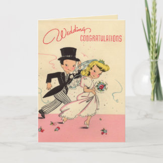 Carte Félicitations totalement rétros de mariage