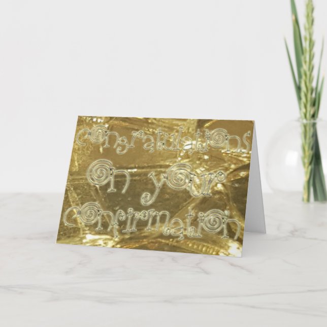 Carte Félicitations Typographie de confirmation Golden (Devant)