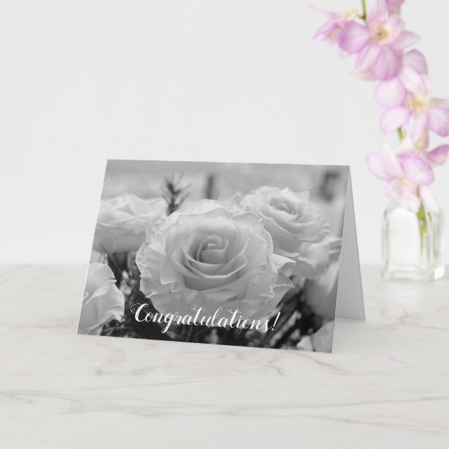 Carte Félicitations White Roses Mariage Card (Orchidée)