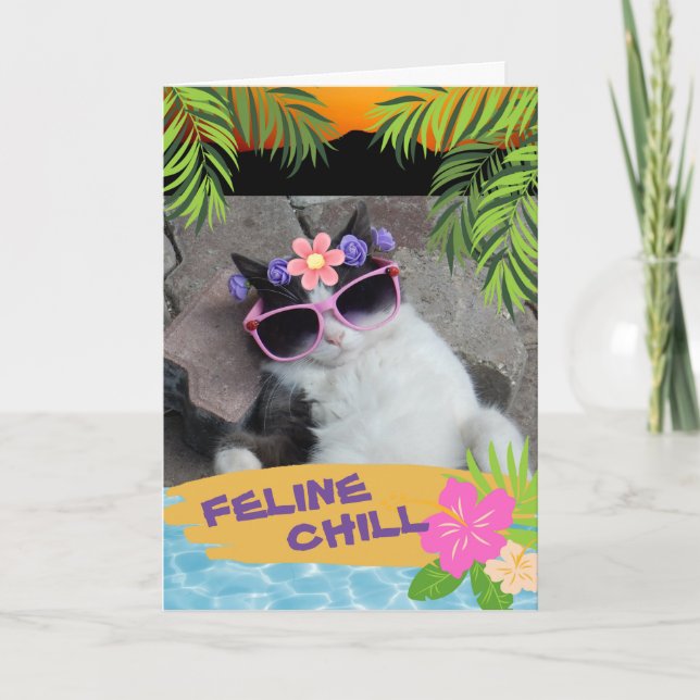 Carte Feline Chill Bon Voyage Chat Tropical (Devant)