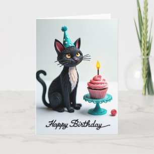 Carte féline d'anniversaire mignonne