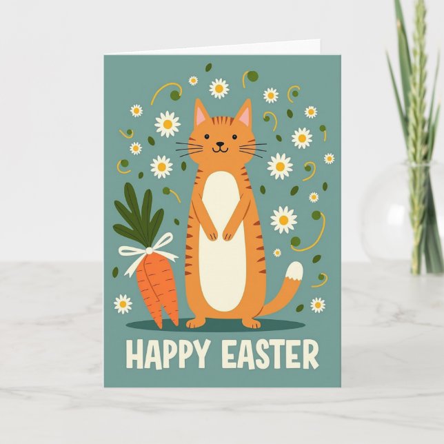 Carte Féline de Printemps Heureux (Devant)