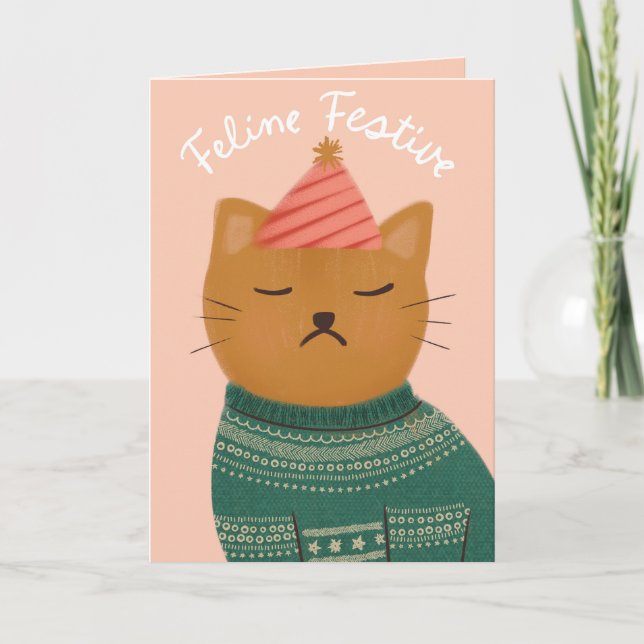 Carte Feline Festive Grumpy Chat de Noël (Devant)
