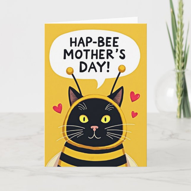 Carte féline pour la fête des mères Bee Happy (Devant)