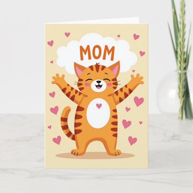 Carte Féline pour une Maman Heureuse (Devant)