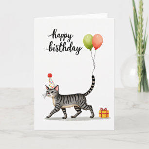 Carte Féline Rayée Festive