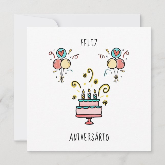 Carte Féliz Aniversário | Joyeux anniversaire (Devant)