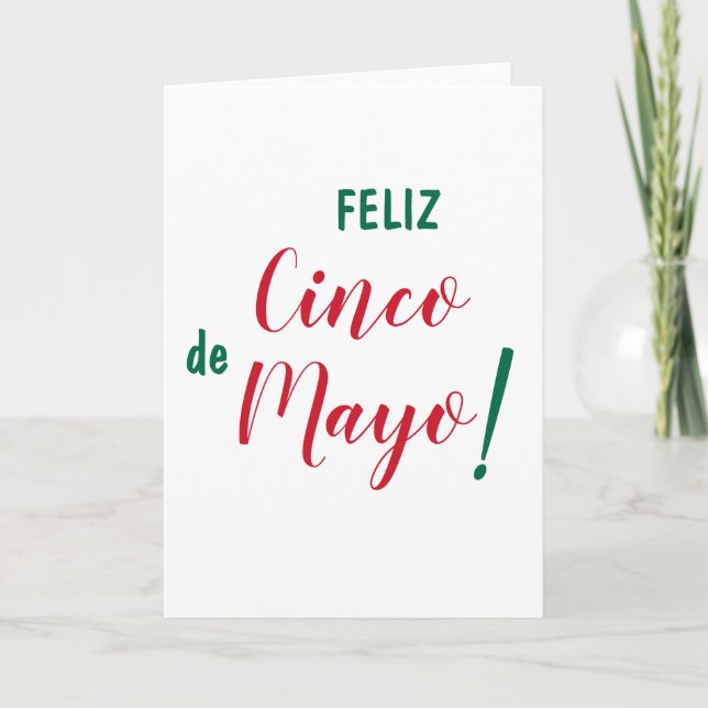 Carte Feliz Cinco de Mayo Green White Red Script Brush (Devant)