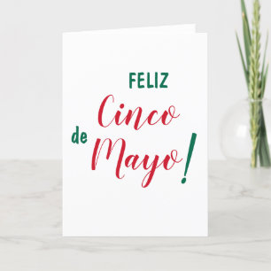 Carte Feliz Cinco de Mayo Green White Red Script Brush