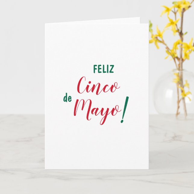 Carte Feliz Cinco de Mayo Vert Blanc Rouge (Fleur jaune)