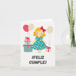 Carte ¡Feliz cumple ! Joyeux anniversaire en espagnol, e