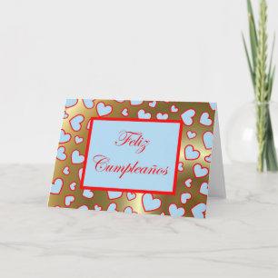 Carte Feliz Cumpleaños Anniversaire espagnol avec coeur