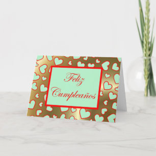 Carte Feliz Cumpleaños Anniversaire espagnol avec coeur 