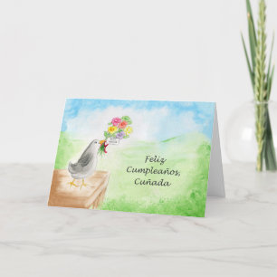 Carte Feliz Cumpleanos Cunada, escroquerie Flores de