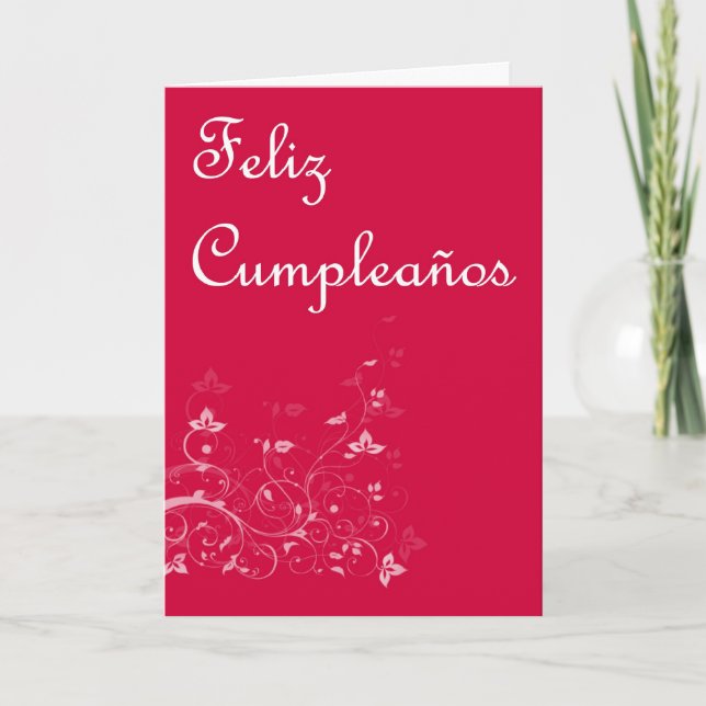 Carte Feliz Cumpleaños Espagnol Birthday with floral (Devant)