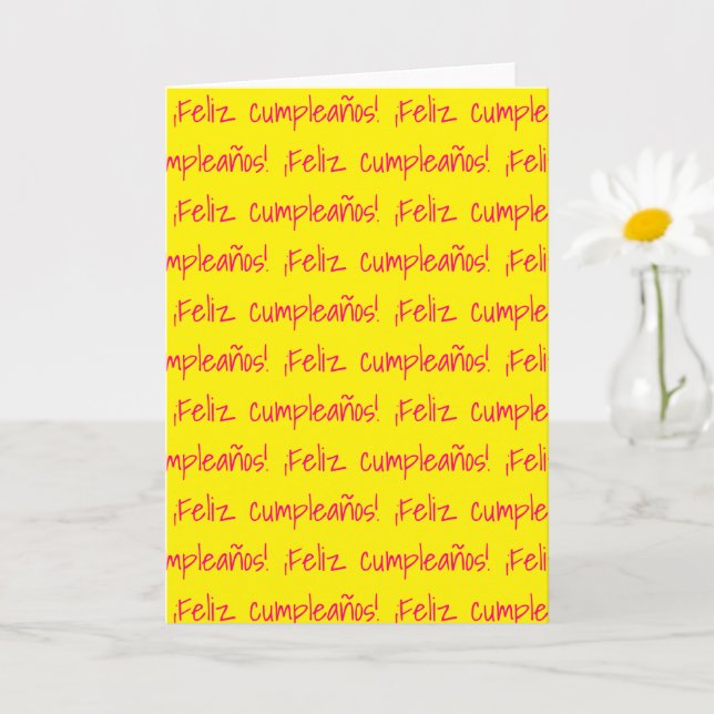 Carte Feliz Cumpleaños Espagnol Joyeux Anniversaire Blan (Petite plante)