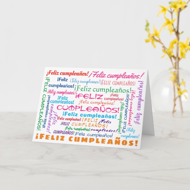Carte Feliz Cumpleaños Espagnol Joyeux Mot d'Anniversair (Fleur jaune)