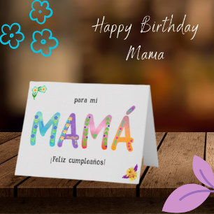 Carte Feliz Cumpleaños Mamá Lettres blanches Anniversair