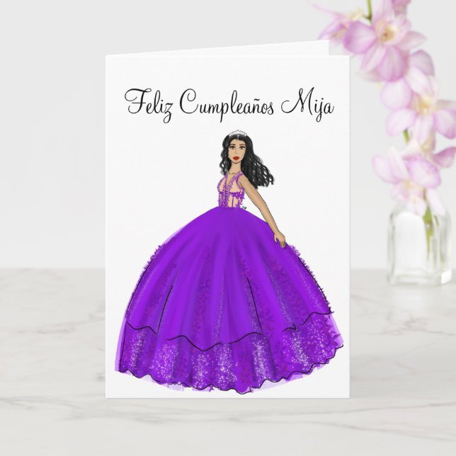 Carte Feliz Cumpleaños Purple Quinceanera Anniversaire (Orchidée)