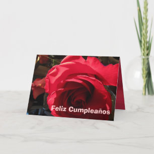 Carte - Feliz Cumpleaños - Rosa Roja