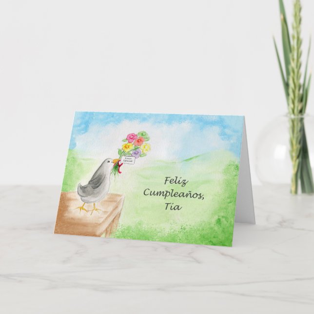 Carte Feliz Cumpleanos Tia, escroquerie Flores de Pajaro (Devant)