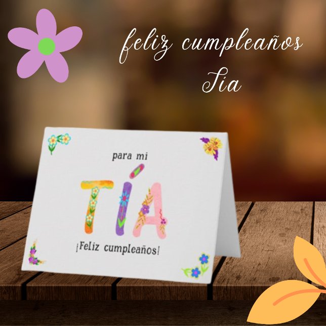 Carte Feliz Cumpleaños Tía Lettres Whimsical Anniversair (Créateur téléchargé)