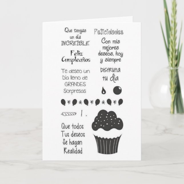 CARTE "FELIZ CUMPLIANOS" À UN AMI SPÉCIAL/UN CUPCAKE (Devant)