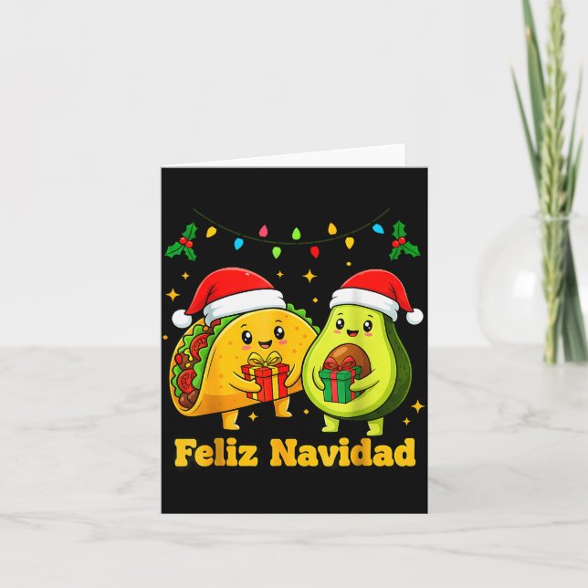 Carte Feliz Navidad Avocado Tacos Mexican Xmas Family Ma (Devant)