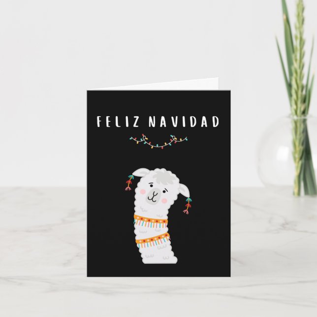 Carte Feliz Navidad drôle lama Noël espagnol (Devant)