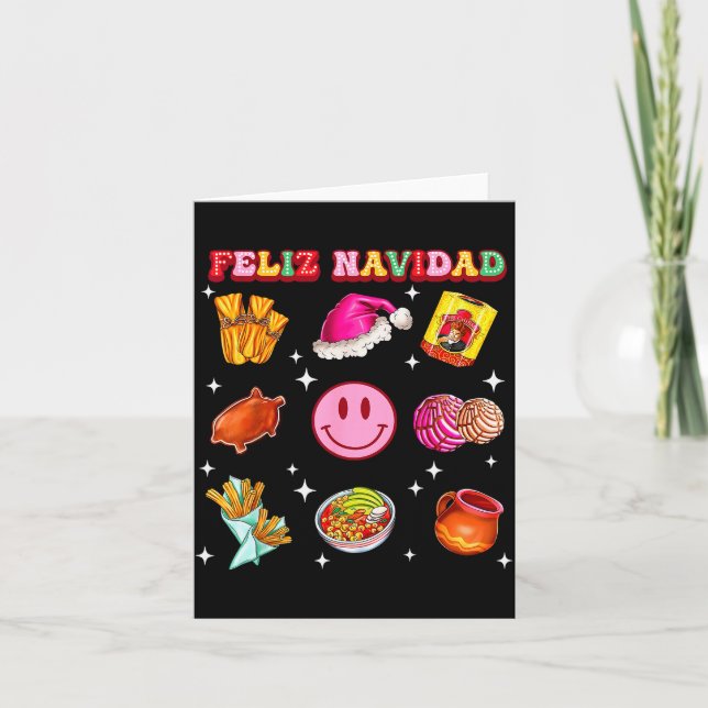 Carte Feliz Navidad Mexican Christmas Mexico Food Men Wo (Devant)