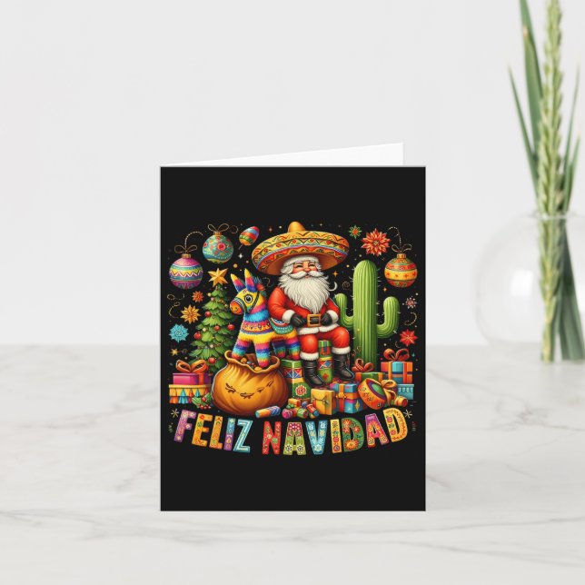 Carte Feliz Navidad Mexican Funny Christmas Père Noël Fe (Devant)