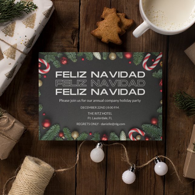Carte Feliz Navidad Office Entreprise Fête de Noël (Feliz Navidad Office Company Christmas Party Card)