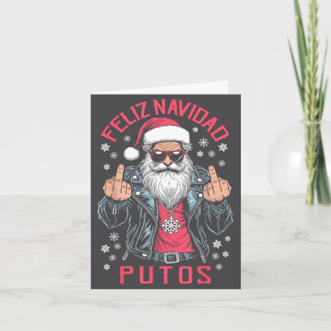 Carte Feliz Navidad Putos Funny Rude Spanish Santa Middl (Devant)