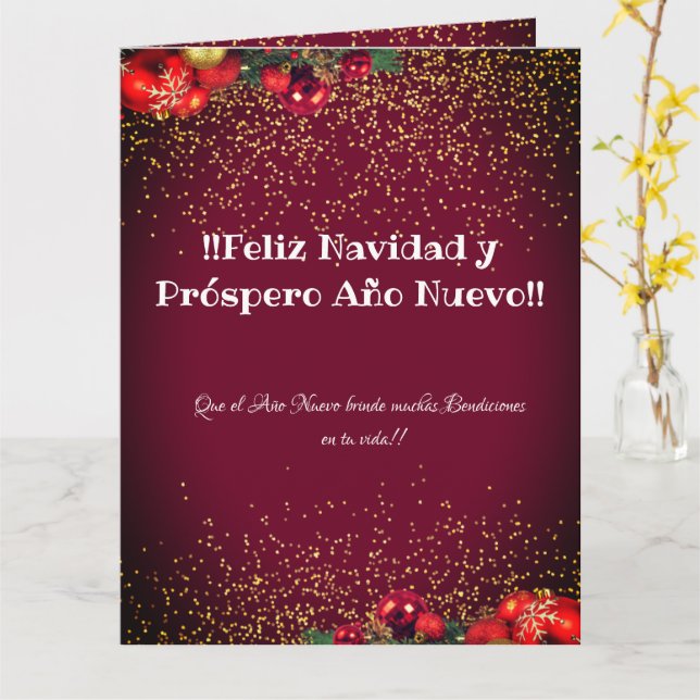 Carte Feliz Navidad Salutations de Noël espagnole (Fleur jaune)