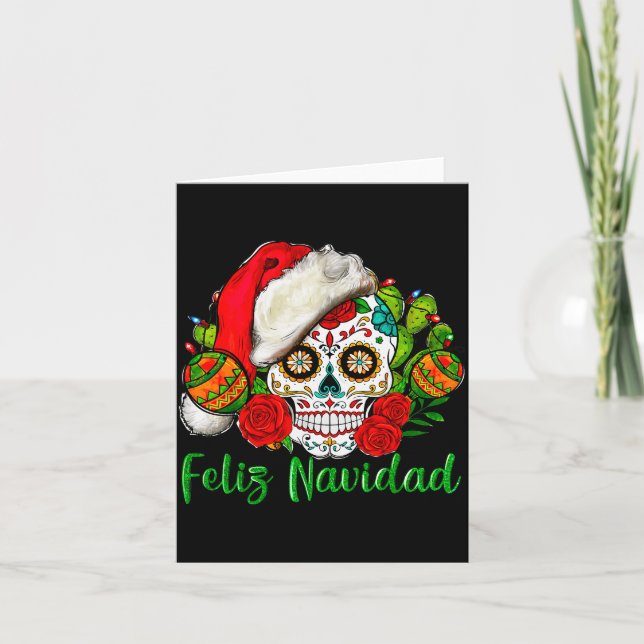 Carte Feliz Navidad Sugar Skull Mexican Christmas  (Devant)