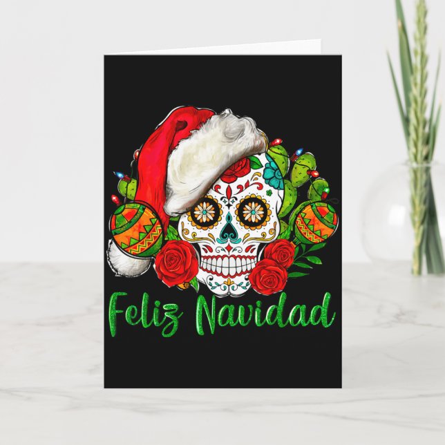 Carte Feliz Navidad Sugar Skull Mexican Christmas  (Devant)