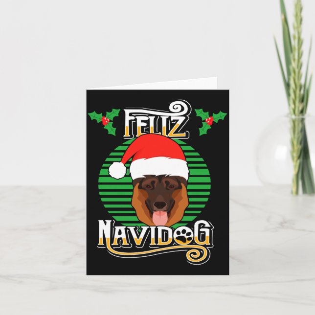 Carte Feliz Navidog German Shepherd Dog Holiday Merry Ch (Devant)