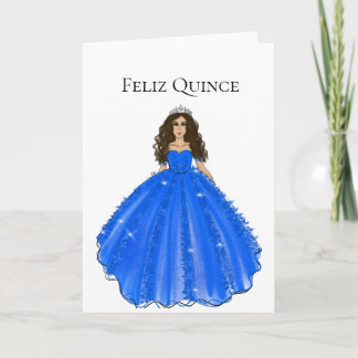 Carte Feliz Quince - Blue Quinceañera Birthday Card